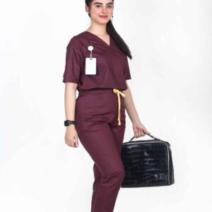 Chic Fit-Maroon Scrubs Narrow Bottoms