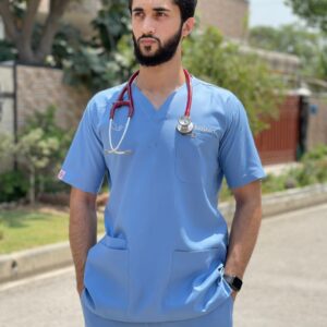 Azure-Ciel Blue Unisex Blended Scrubs